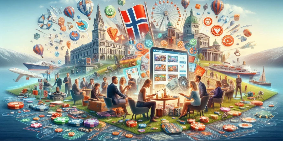 Illustration av Norges syn p� n�tspel med fokus p� kultur, lagar och spelansvar f�r spelare i skandinavien.