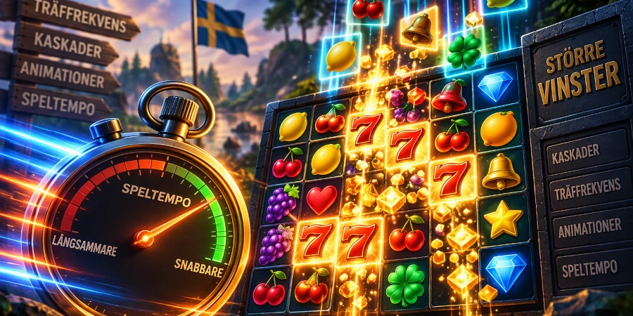 Tr�ffrekvens och kaskader i en modern grid slot med symboler som bildar kluster och utl�ser kedjereaktioner