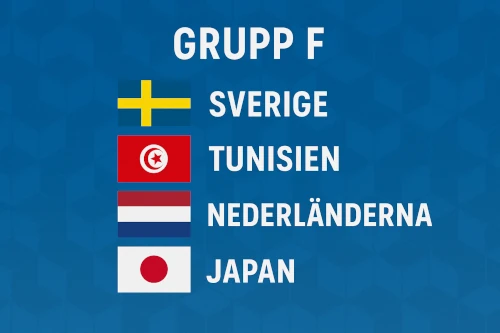 Flaggor f�r Grupp F i Fotbolls-VM 2026: Sverige, Tunisien, Nederl�nderna och Japan